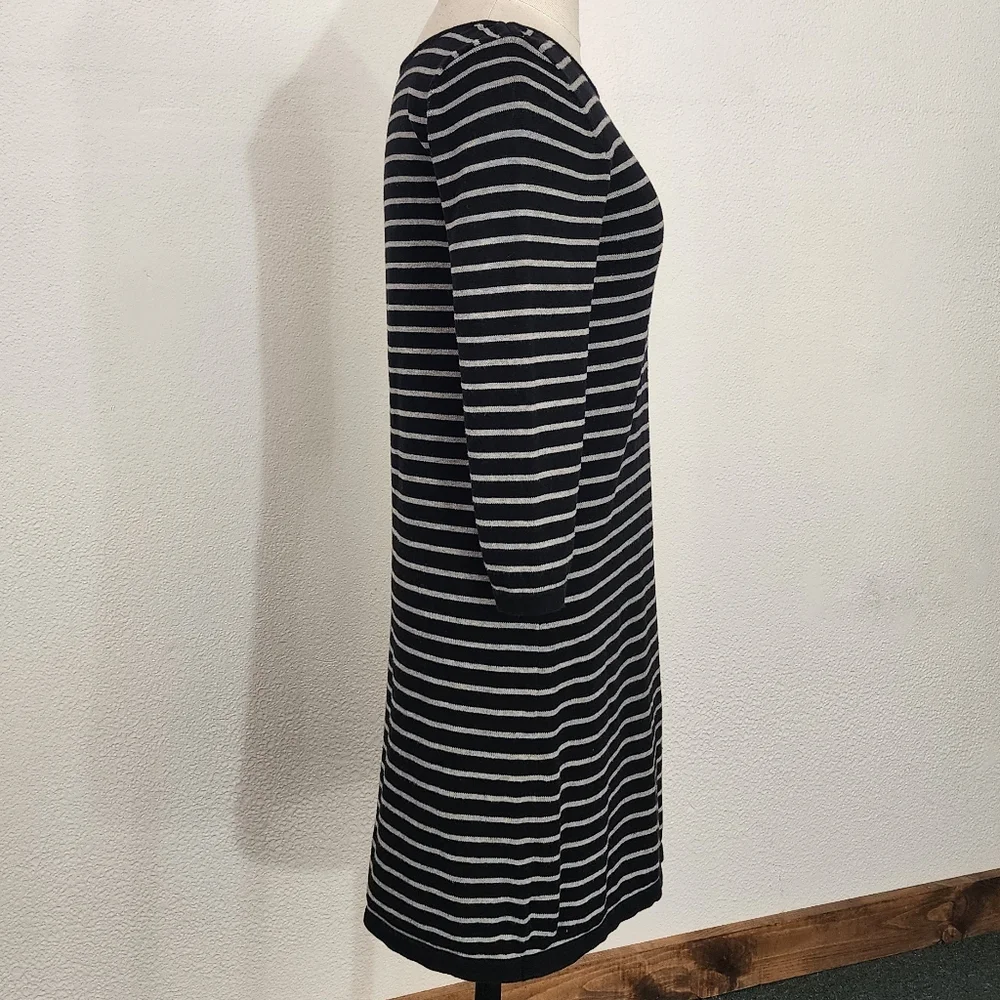 525 America Dress 100% Cotton Knit Breton Stripe Black Size S - Picture 7 of 12